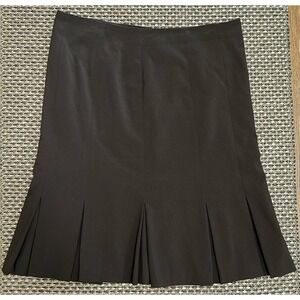 AGB Womens Fully Lined Pleated Skirt Knee Length Business Work Wear Black Sz 12